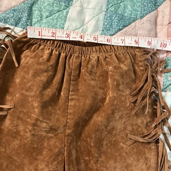 Vintage Milton Faux Suede Cowboy Fringe Pants Boys Halloween Baby Costume Brown - Picture 5 of 7